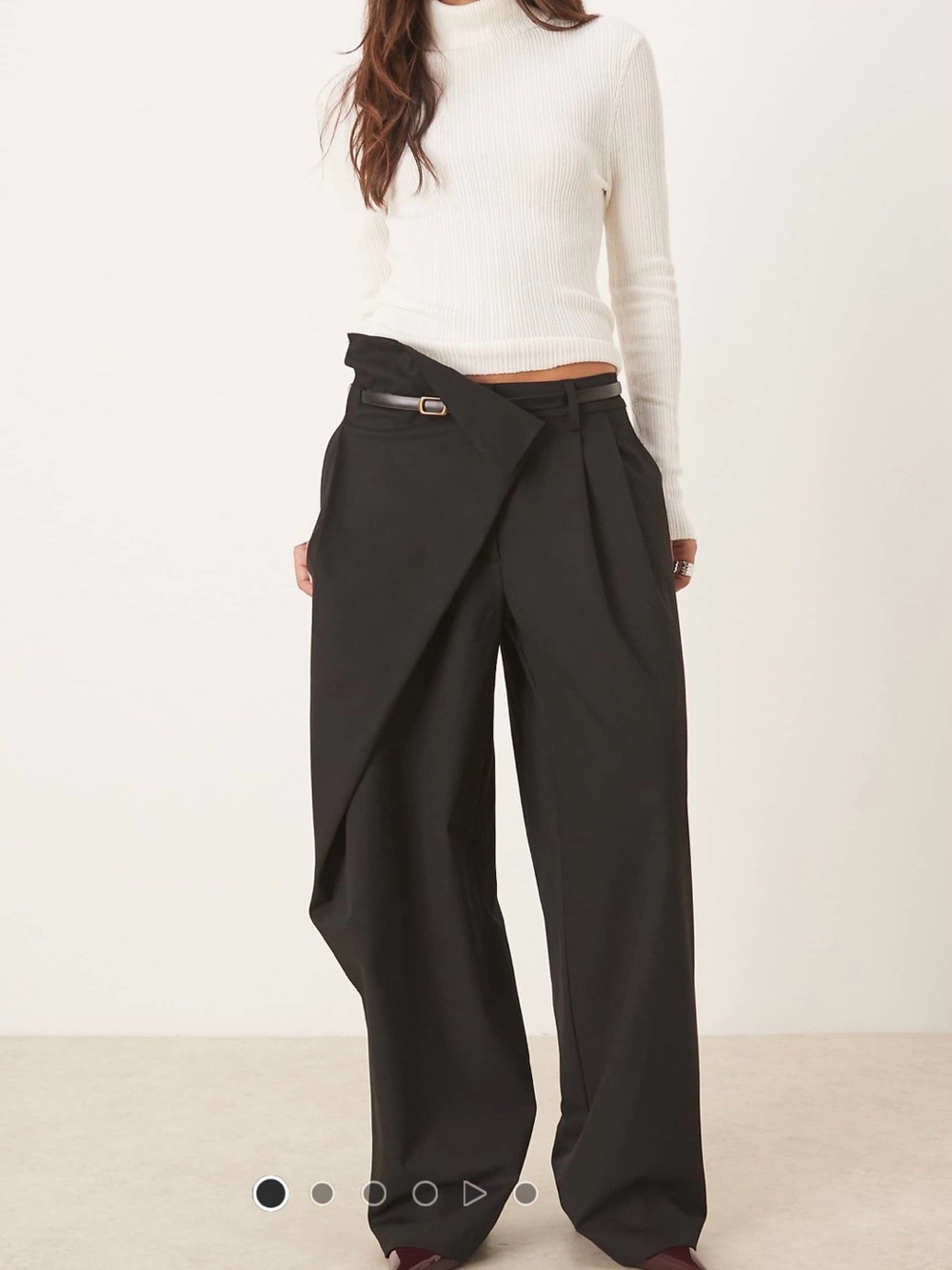 ASOS Design tailored wide leg wrap belted pants in black